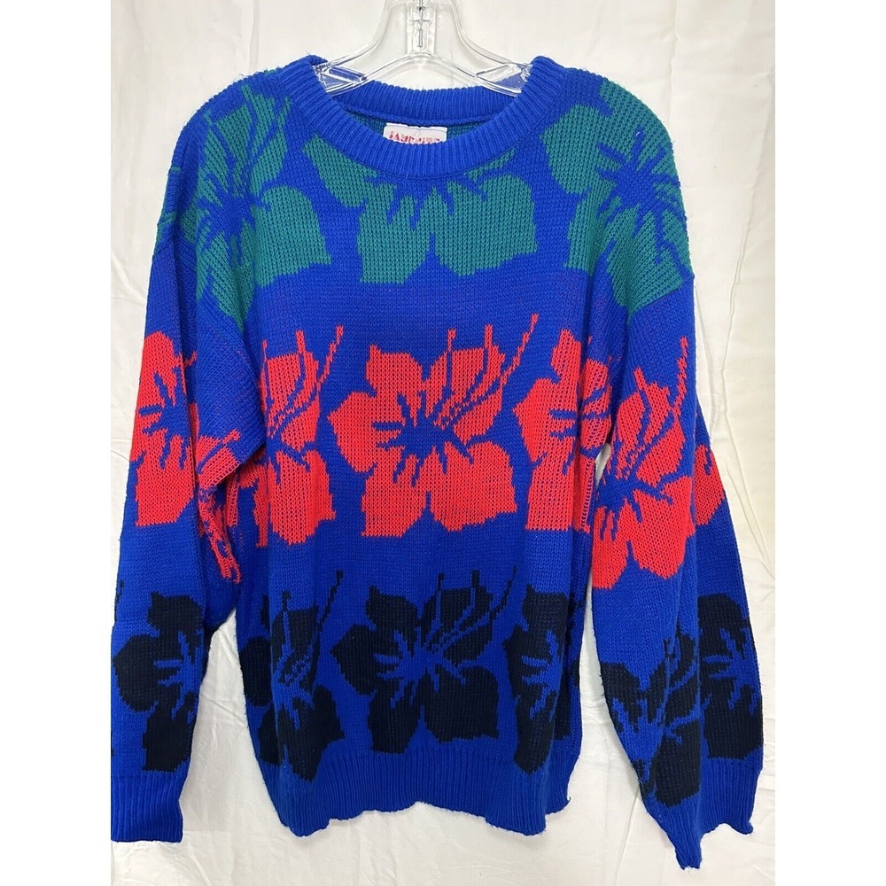 Vintage Jamenits Jumper Large‎ Women's 80s Blue Sweater Cropped Retro